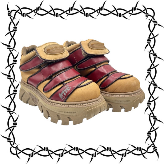 Vintage Gordon Jack burgundy/mustard colored leather platform boots size 39