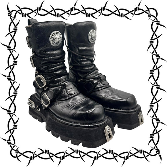VERY RARE vintage New Rock atom mid-calf platform boots size 41