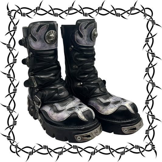 Rare vintage New Rock demon reactor leather boots size 42
